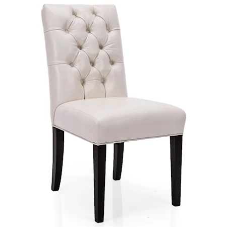 Transitional Exposed Wood Chair with Tufted Back